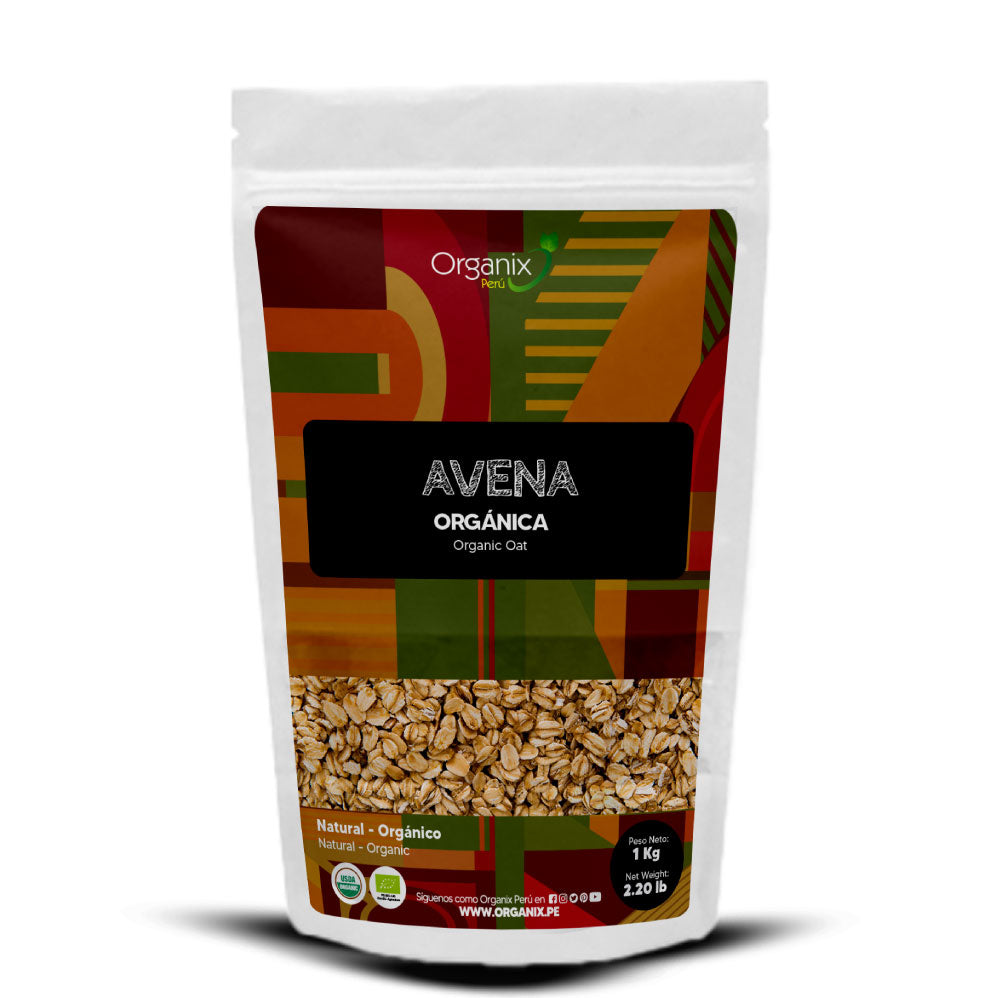 Bolsa de Avena Orgánica Organix Perú - Alimento rico en fibra, proteínas y minerales como hierro, magnesio y zinc, ideal para una dieta saludable
