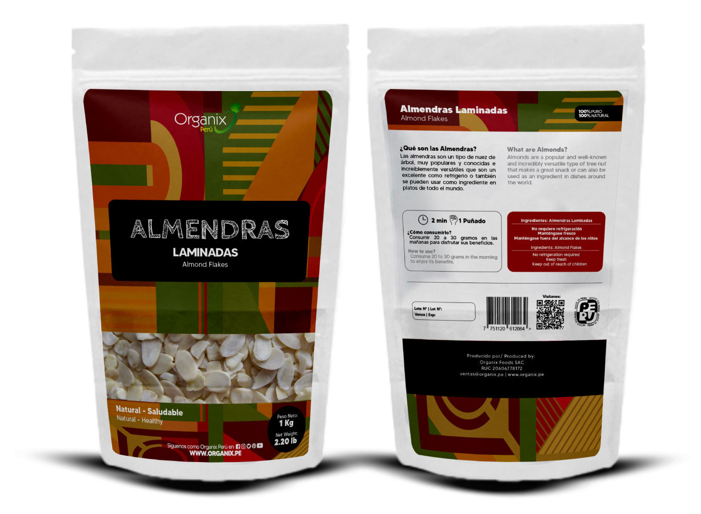 Almendras Laminadas (Hojuelas) Organix Perú