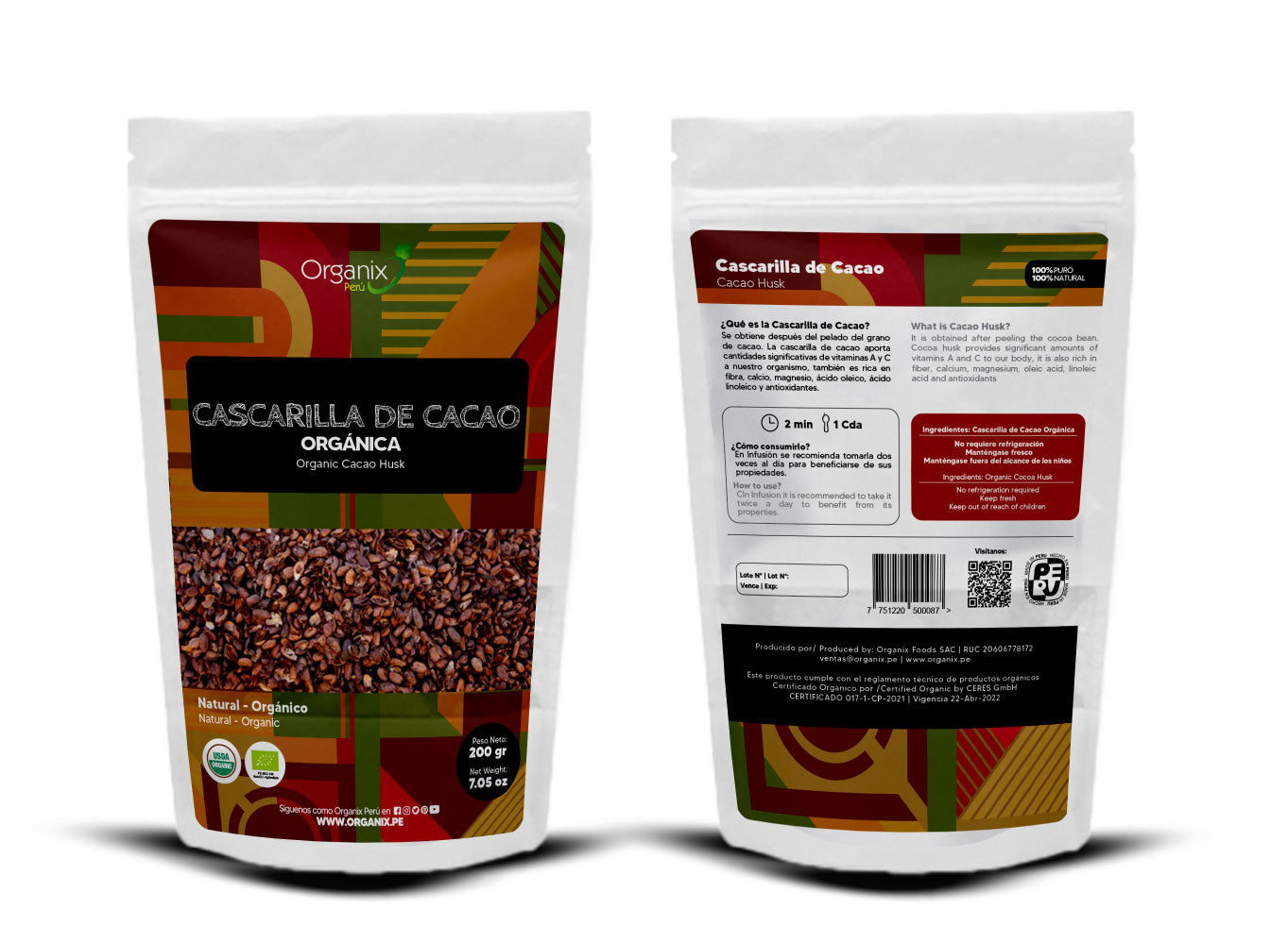 Cascarilla de Cacao Organix Perú