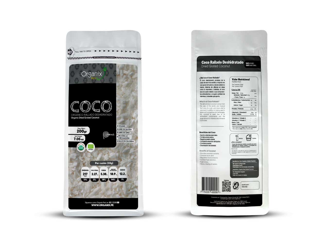 Coco Rallado Deshidratado Organix Perú