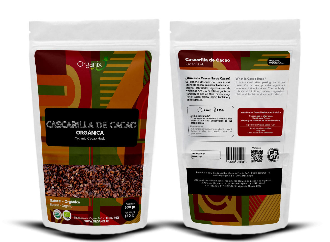 Cascarilla de Cacao Organix Perú