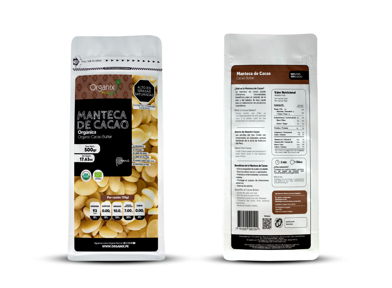 Manteca de Cacao Orgánico 500g