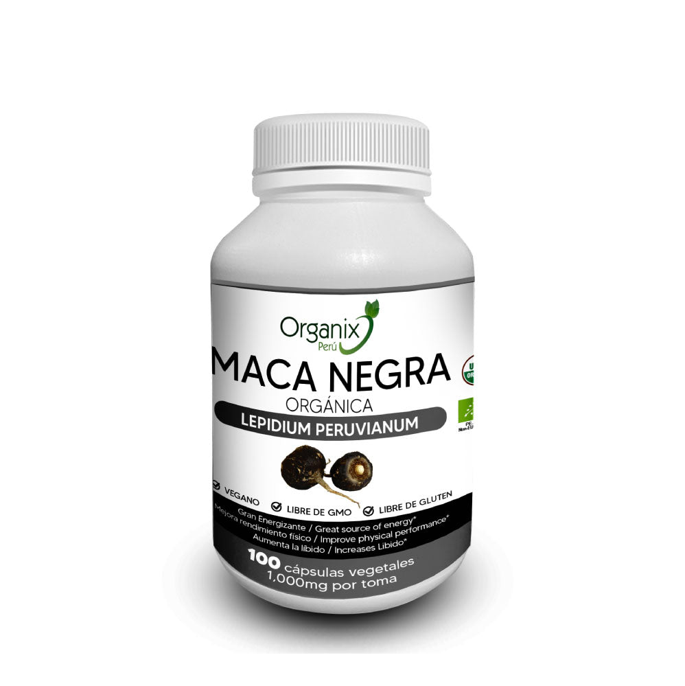 Cápsulas de Maca Negra Orgánica Gelatinizada - 1000mg x toma