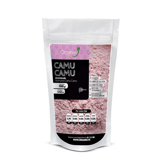 Camu Camu Atomizado Organix Perú en doypack – superalimento rico en vitamina C natural.