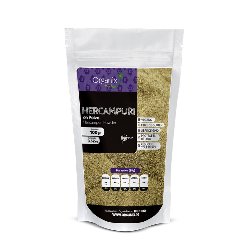 Hercampuri en Polvo Organix Perú - Bolsa de 100g, hepatoprotector y reductor de colesterol, desintoxicante y diurético.