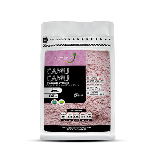 Camu Camu Atomizado Organix Perú en doypack – superalimento rico en vitamina C natural.