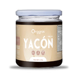 Miel de Yacón Organix Perú en frasco de vidrio, endulzante natural bajo índice glucémico, 100% vegetal.