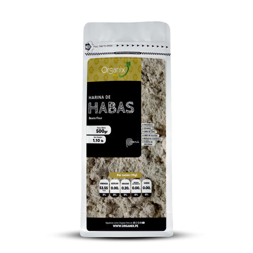 Harina de habas Organix Perú en doypack ecológico 100% natural rica en proteínas vegetales