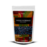 Organic black raisins from Organix Perú in a colorful 500g packaging, natural and healthy dried fruit rich in nutrients like fiber, calcium, and iron.