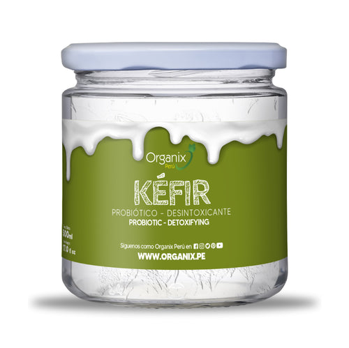 Kefir Organix Perú en frasco de vidrio – Probiótico natural con cultivos vivos para salud digestiva e intestinal