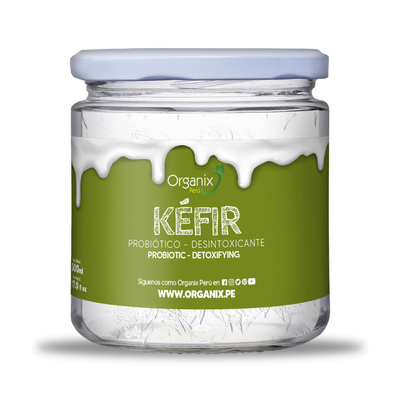 Kefir Organix Perú en frasco de vidrio – Probiótico natural con cultivos vivos para salud digestiva e intestinal