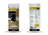Front and back view of Cañihua Pop Organix Perú packaging, showcasing nutritional information and product details.