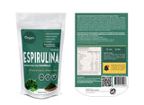 Tabla nutricional completa de Espirulina y Chlorella Organix Perú con vitaminas y minerales