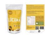 Etiqueta posterior de Harina de Lúcuma Organix Perú con tabla nutricional completa