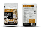 Front and back packaging of Maca Crunch Organix Perú cereal featuring key ingredients Maca and Panela.