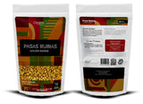 Organix Perú Pasas Rubias packaging front and back, showcasing golden raisins, nutritional benefits, and product details.