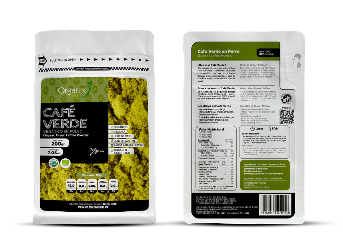 Café Verde en Polvo Organix Perú