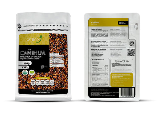 Bolsa de Cañihua en Granos de la marca Organix Perú con alto valor nutricional, proteínas, fibra y antioxidantes.