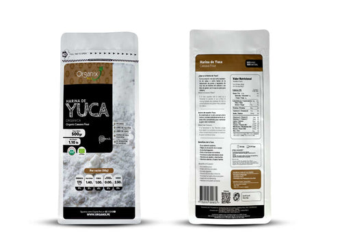 Doypack de Harina de Yuca Organix Perú 100% natural, sin gluten, rica en energía y almidones naturales para una alimentación saludable