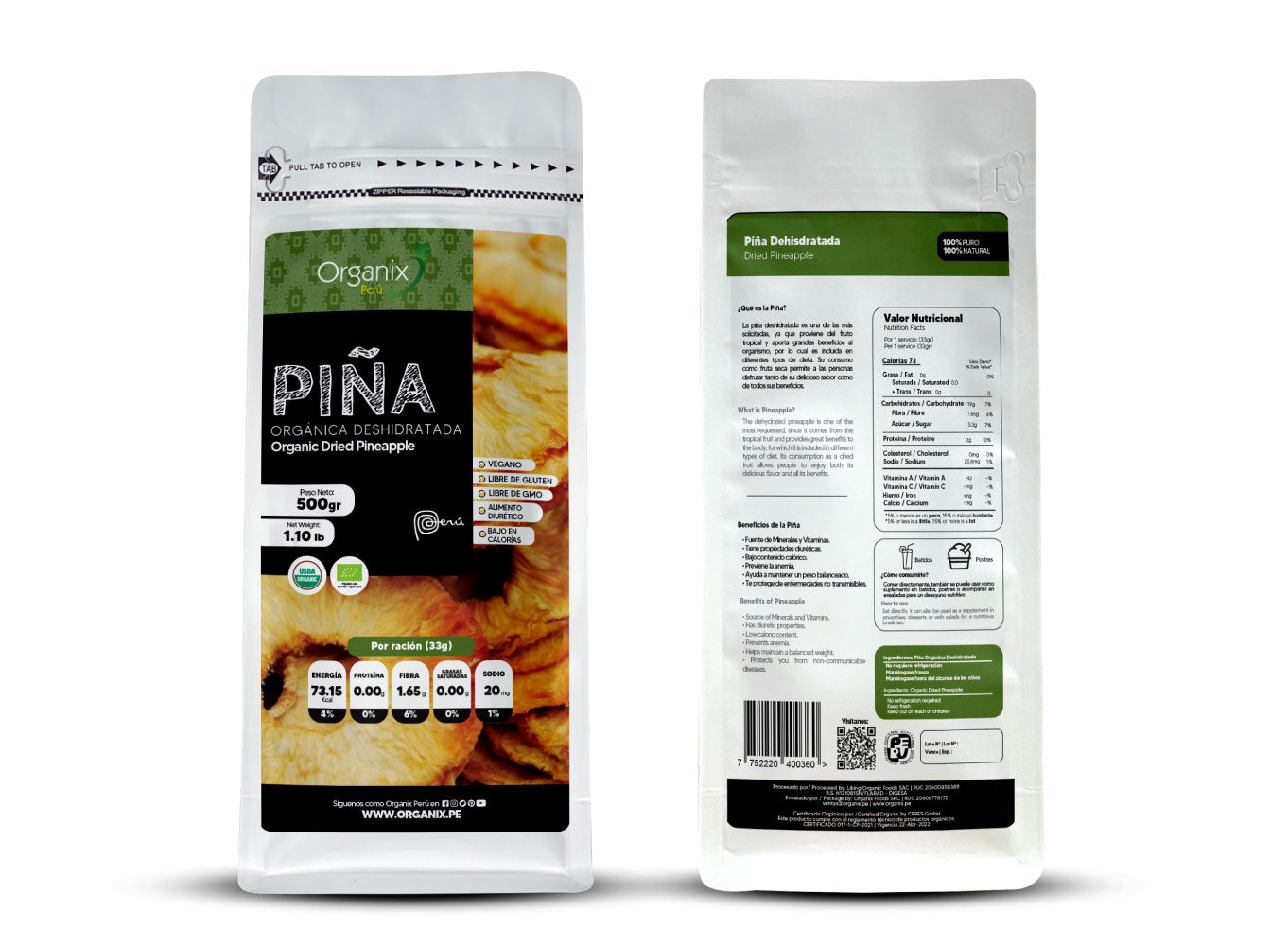 Piña Deshidratada Organix Perú