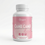 Cápsulas de extracto seco de Camu Camu Organix Perú, suplemento natural alto en vitamina C y antioxidantes, fortalece el sistema inmune y aporta energía.