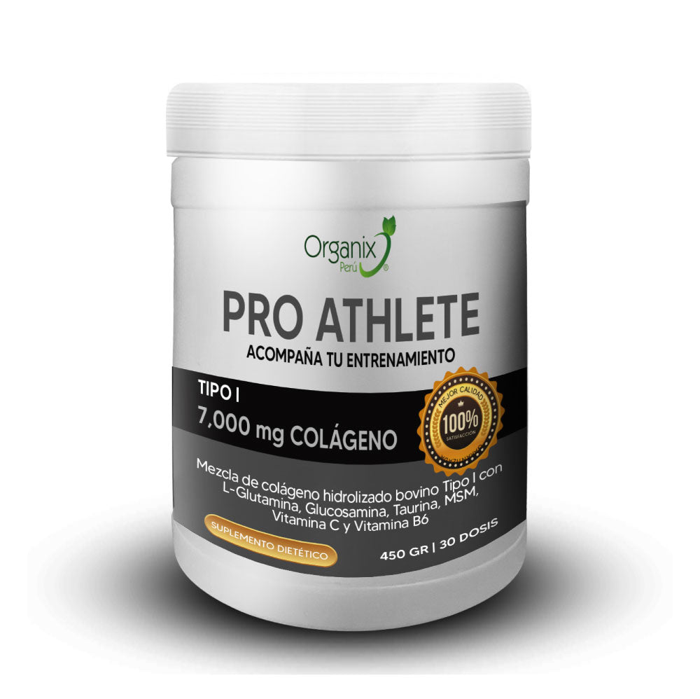 Colágeno Pro Athlete Organix Perú 450g – Suplemento deportivo con colágeno y aminoácidos.