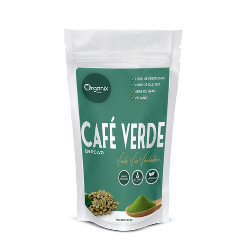 Envase de Café Verde en Polvo Organix Perú (Coffea arabica) — 100% natural, moldeado fino