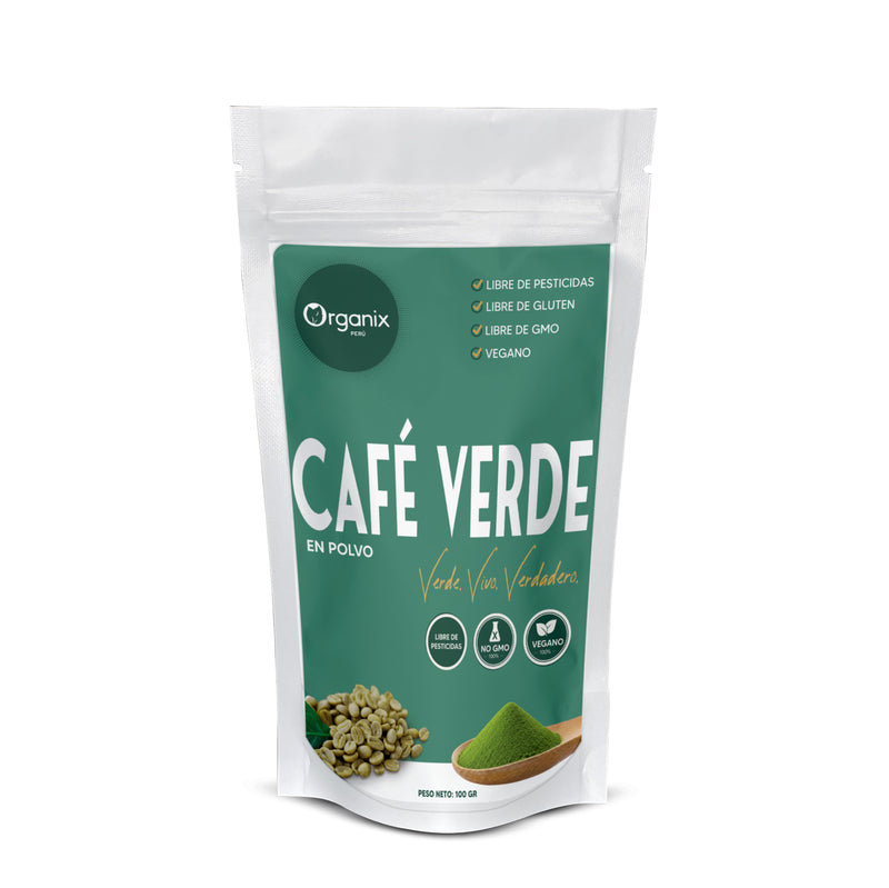 Envase de Café Verde en Polvo Organix Perú (Coffea arabica) — 100% natural, moldeado fino