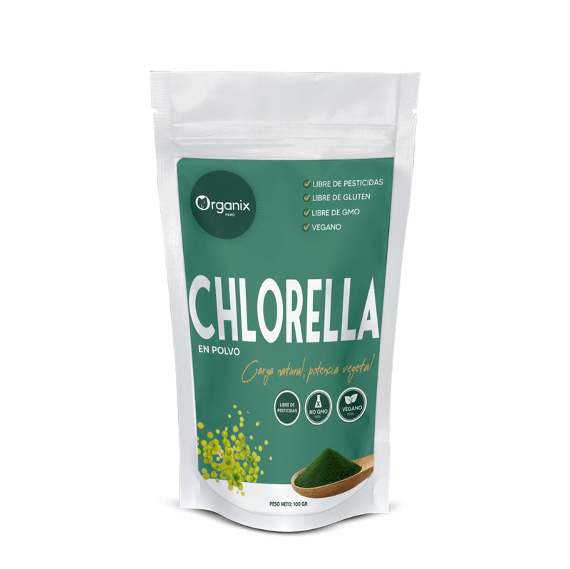 Chlorella en Polvo Organix Perú bolsa frente