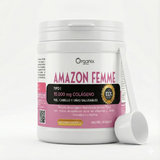 Colágeno Amazon Femme Organix Perú pote de 450g para belleza femenina con colágeno y superfrutas amazónicas.
