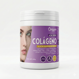 Pote de 450 g de Colágeno Hidrolizado con Açaí Organix Perú — sabor fresa, etiqueta frontal