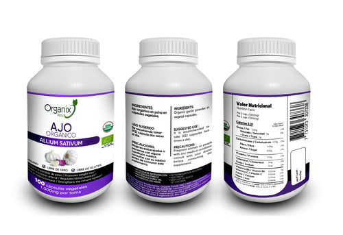Cápsulas de Ajo Organix Perú - 1000mg x toma