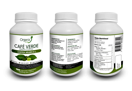 Cápsulas de Café Verde Organix Perú - 1000mg x toma