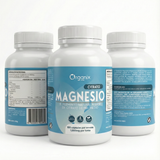 Etiqueta posterior de Cápsulas de Citrato de Magnesio Organix Perú con información nutricional, ingredientes y modo de uso del suplemento.