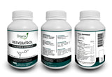 Cápsulas de Resveratrol Organix Perú con tabla nutricional visible