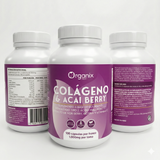 Etiqueta posterior del suplemento de colágeno tipo II con tabla nutricional y composición detallada Organix Perú