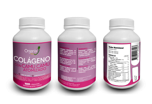 Cápsulas de Colágeno Hidrolizado & Camu Camu Atomizado Organix Perú - 1000mg x toma