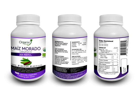 Cápsulas de Maíz Morado Organix Perú - 1000mg x toma