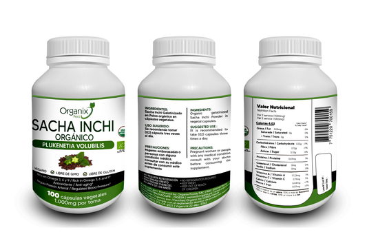 Cápsulas de Sacha Inchi Gelatinizado Organix Perú - 1000mg x toma