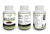 Frasco de Cápsulas de Uña de Gato Organix Perú con tabla nutricional detallada – Suplemento natural peruano.