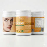 Etiqueta posterior con tabla nutricional y composición del Colágeno con Ácido Hialurónico y Aguaje Organix Perú.