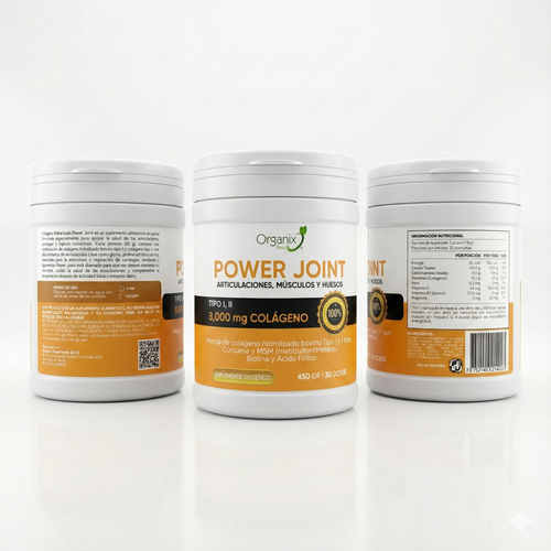 Colágeno Power Joint Organix Perú con tabla nutricional completa – Fórmula para articulaciones y cartílagos
