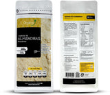 Harina de Almendras Organix Perú con información nutricional detallada y certificación de calidad.