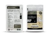 Vista posterior del doypack de Harina de Quinua Gelatinizada Organix Perú con tabla nutricional completa.
