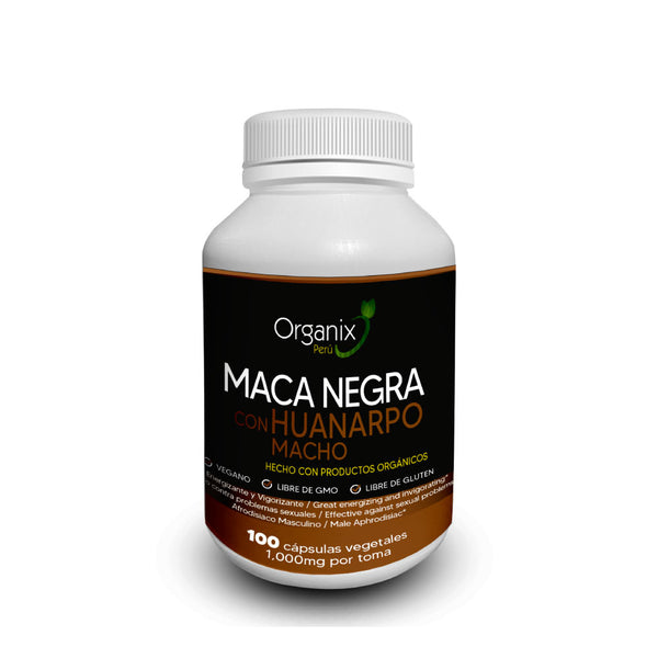 Cápsulas de Maga Negra y Huanarpo Macho Organix Perú, Afrodisiaco y energizante para combatir la disfunción eréctil y la eyaculación precoz, energizante natural