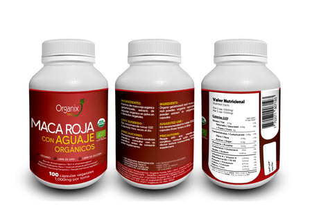 Red Maca Capsules & Organic Pulverized Aguaje - 1000mg per serving